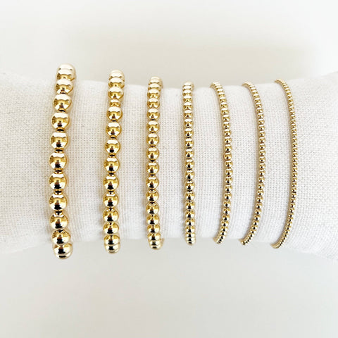 14k Gold Filled Beaded Bracelets: 2.5mm, size 6.75"